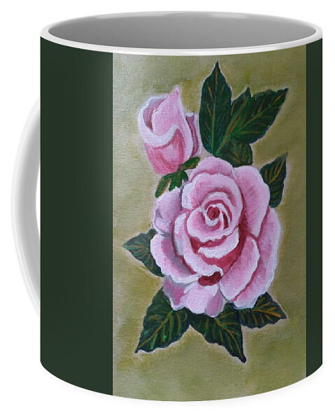 Pink Rose Coffee Mug featuring the painting Pink rose by Barbara Fincher