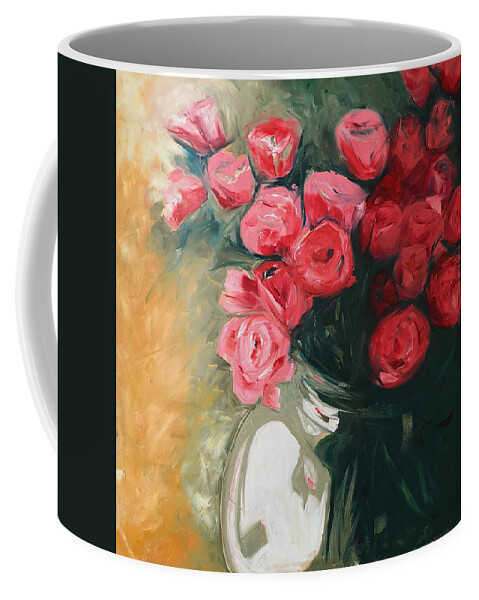 Painting Coffee Mug featuring the painting Pink Roses by Sheila Romard