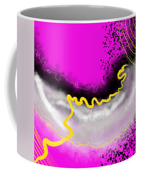 Neon Pink Coffee Mug featuring the digital art Pink Vibes by Amber Lasche