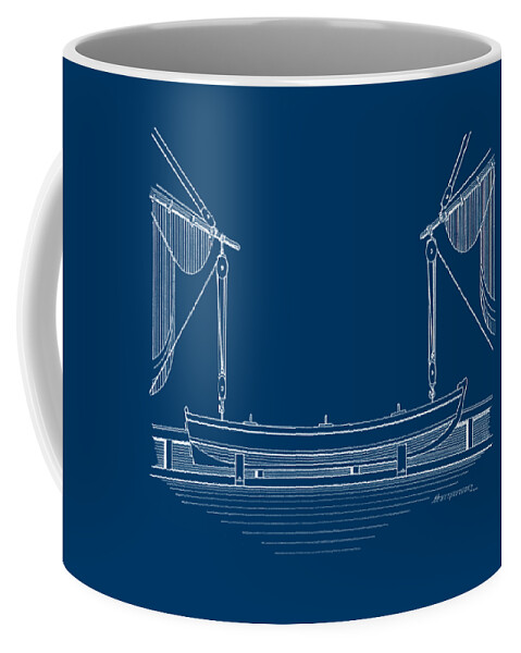 Sailing Vessels Coffee Mug featuring the drawing Pinnace - blueprint by Panagiotis Mastrantonis