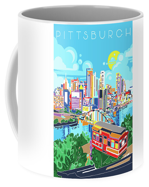 Pittsburgh Coffee Mug featuring the digital art Pittsburgh City Modern by Bekim M