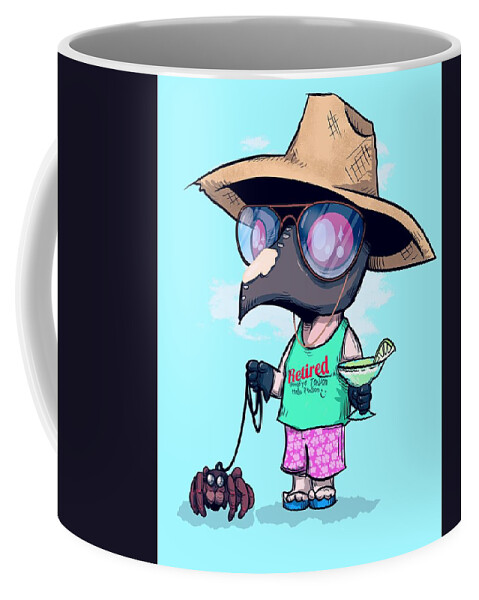 Spider Coffee Mug featuring the drawing Plague Vacation by Ludwig Van Bacon