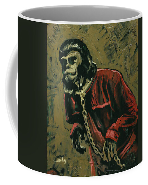 Planet Of The Apes Coffee Mug featuring the painting Planet of the Apes - Cesar by Sv Bell
