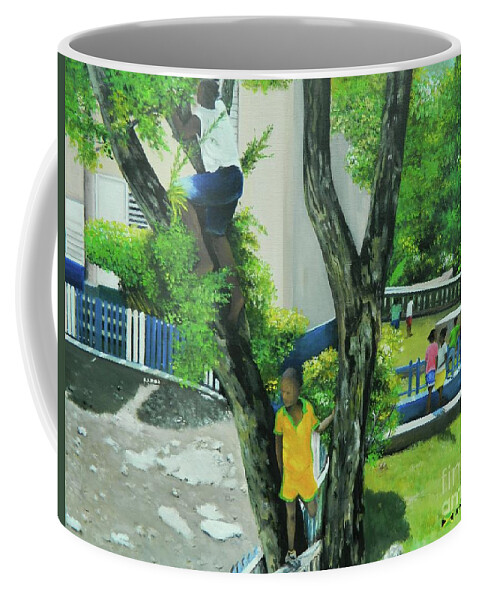 Jamaica Art Coffee Mug featuring the painting Play Time by Kenneth Harris