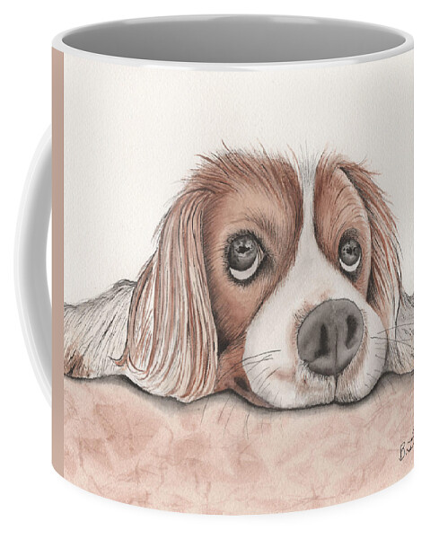Puppy Painting Coffee Mug featuring the painting Please Take Me Home With You by Bob Labno