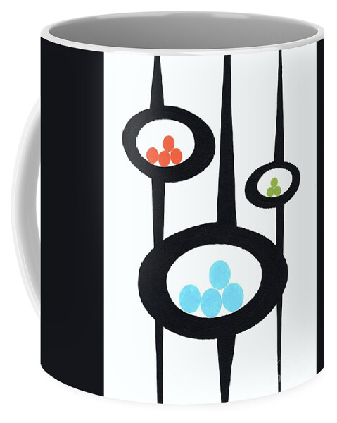 Mid Century Modern Coffee Mug featuring the painting Pods of Circles by Donna Mibus