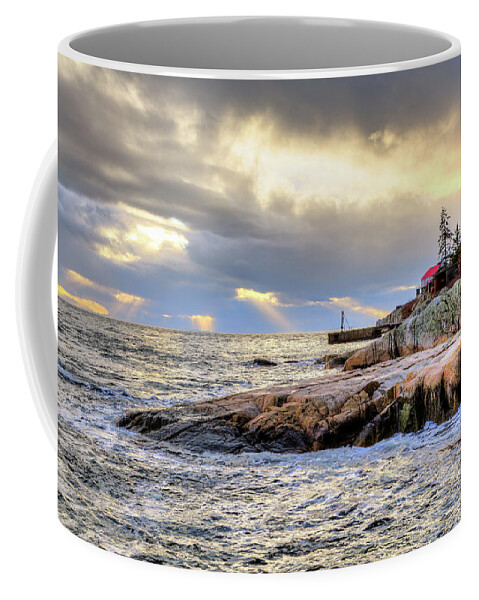 Lighthouse Park Coffee Mug featuring the photograph Point Atkinson Lighthouse at Dusk by HawkEye Media
