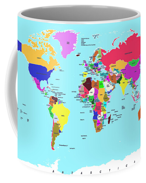 Abstract Coffee Mug featuring the digital art Political World map by Manjik Pictures