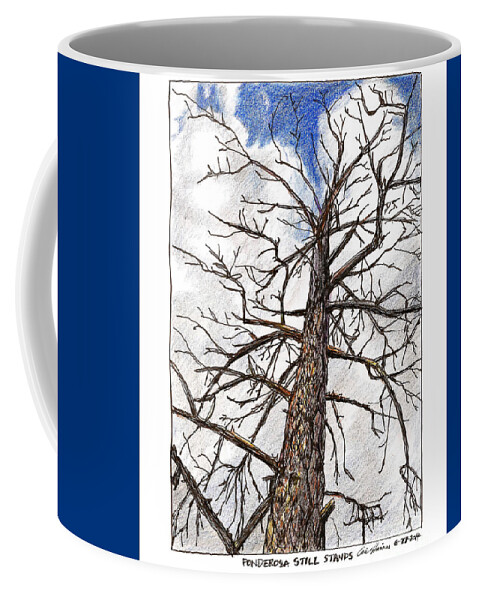 Ponderosa Coffee Mug featuring the drawing Ponderosa Still Stands by Eric Haines