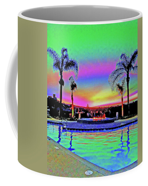 Pool Coffee Mug featuring the photograph Tropical Pool Sunset by Andrew Lawrence