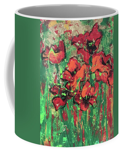 Poppies Coffee Mug featuring the painting Poppies in the Sun by Elaine Elliott