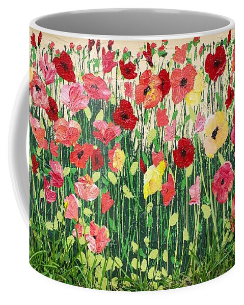 Mural Coffee Mug featuring the painting Poppies mural by Merana Cadorette