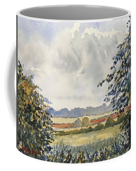 Watercolour Coffee Mug featuring the painting Poppies near Sledmere by Glenn Marshall