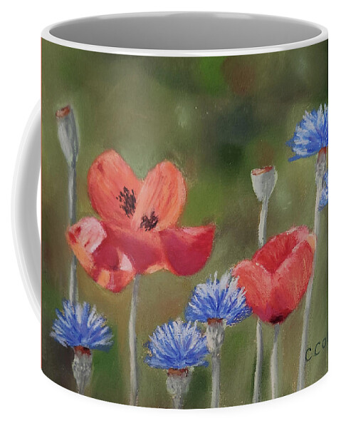  Coffee Mug featuring the pastel Poppies, Poppies by Carol Corliss