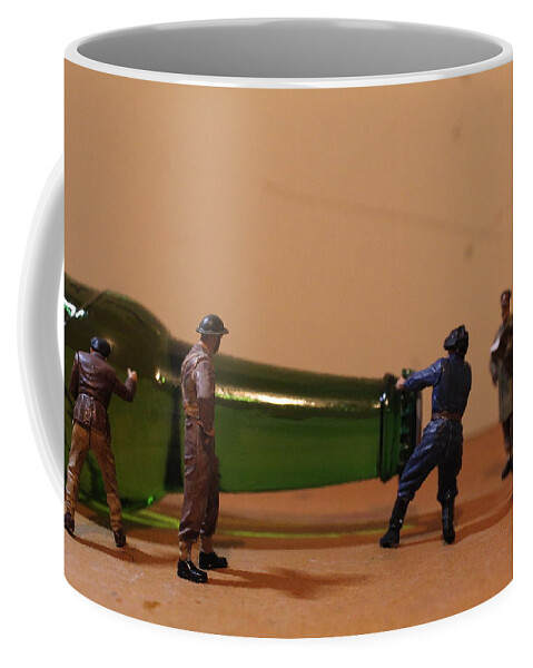 Bottle Coffee Mug featuring the photograph Popping the Cap by Army Men Around the House