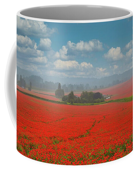 Landscape Coffee Mug featuring the photograph Poppy field 10 by Remigiusz MARCZAK