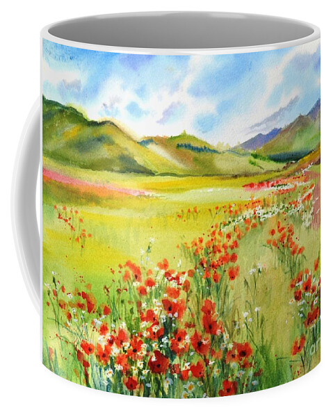 Poppies Coffee Mug featuring the painting Poppy field by Betty M M Wong