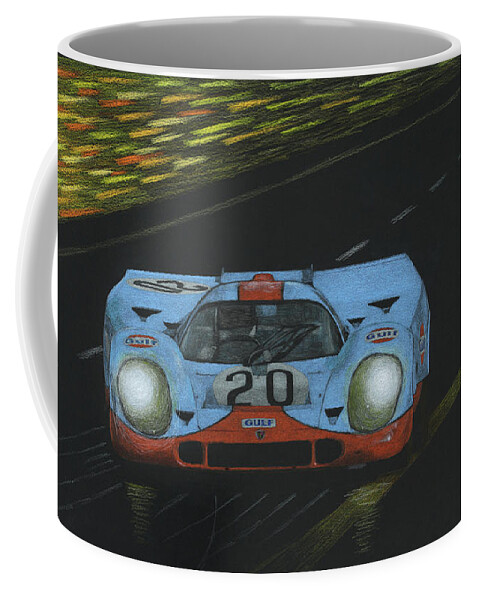 Porsche Coffee Mug featuring the drawing Porsche 917K 1970 by Lorenzo Benetton