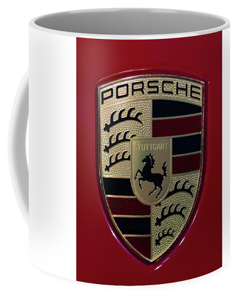 911 Coffee Mug featuring the photograph Porsche Emblem by Sebastian Musial
