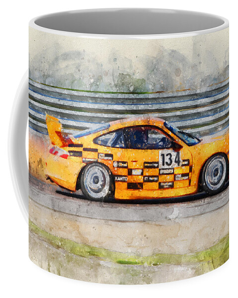 Porsche Coffee Mug featuring the digital art Porsche Racing by Geir Rosset