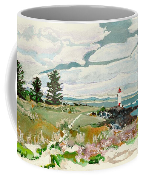 Landscape Coffee Mug featuring the painting Port Fairy Light, Griffiths Island VIC by Joan Cordell