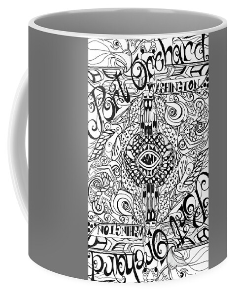 Port Orchard Coffee Mug featuring the drawing Port Orchard Washington Zentangle Collage by Jani Freimann