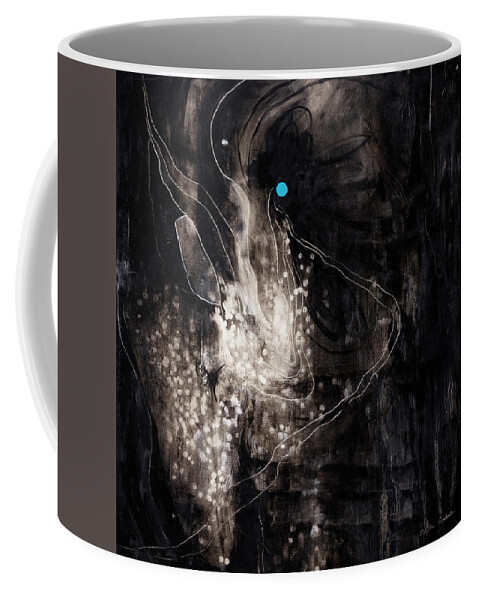 Nikita Coulombe Coffee Mug featuring the painting Portal II - Blue Dot by Nikita Coulombe