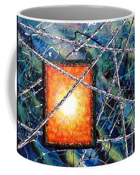 Contemporary / Abstract Coffee Mug featuring the painting Portal by Micah Guenther