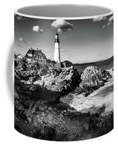 America Coffee Mug featuring the photograph Portland Head Light BW by Alexey Stiop