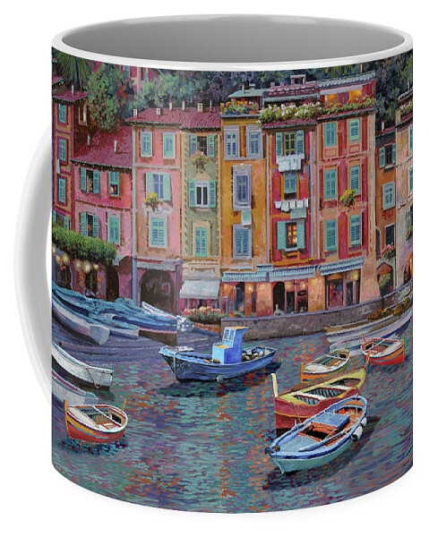 Portofino Coffee Mug featuring the painting Portofino al crepuscolo by Guido Borelli