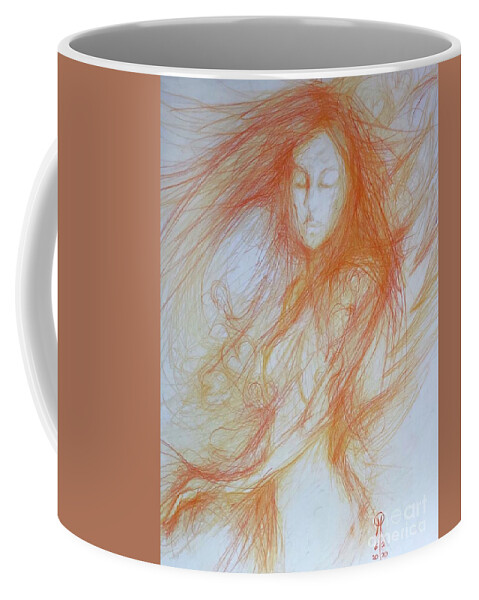 Hearts Woman Portrait Ginger Nude Coffee Mug featuring the drawing Portrait by Marat Essex