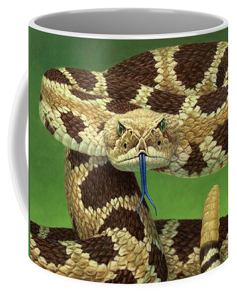 Rattlesnake Coffee Mug featuring the painting Portrait of a Rattlesnake by James W Johnson