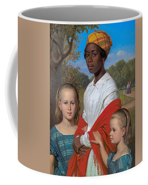 Wilhelm Marstrand Coffee Mug featuring the painting Portrait of Otto Marstrand's two daughters and their nanny by Wilhelm Marstrand