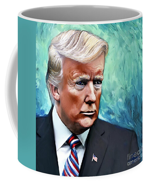 Political Art Coffee Mug featuring the digital art Portrait President Donald J Trump by Stacey Mayer