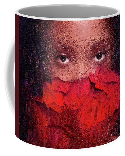 Portrait Coffee Mug featuring the digital art Portrait With Red Roses by Alex Mir