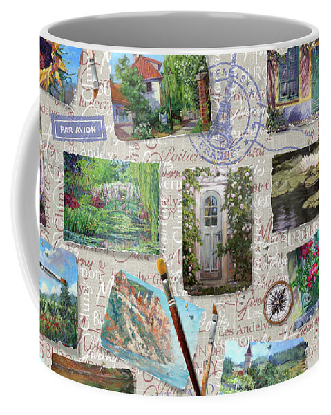 Giverny Coffee Mug featuring the digital art Postcards From France by L Diane Johnson