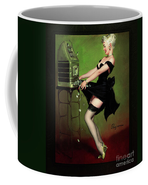 Pot Luck Coffee Mug featuring the painting Pot Luck by Gil Elvgren Vintage Illustration Xzendor7 Art Reproductions by Rolando Burbon