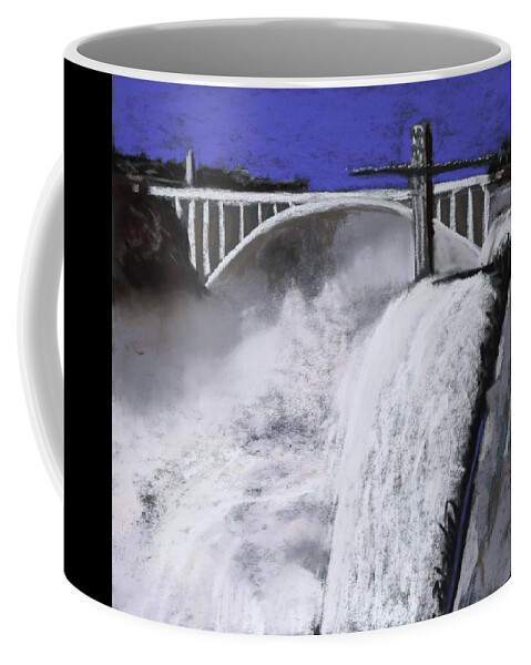Waterfall Coffee Mug featuring the pastel Power Of Water by M Diane Bonaparte