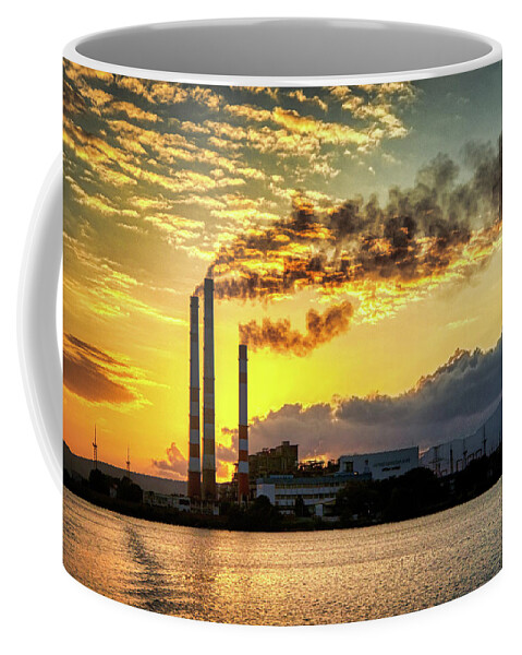 Clouds Coffee Mug featuring the photograph Power plant pollution by Micah Offman