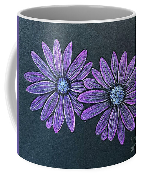  Coffee Mug featuring the digital art Practice Colored Pencil Daisies by Donna Mibus