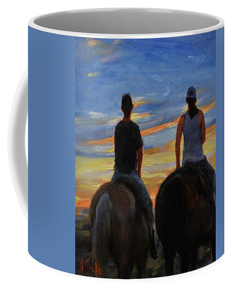 Horses Coffee Mug featuring the painting Prairie Girls by Ashlee Trcka