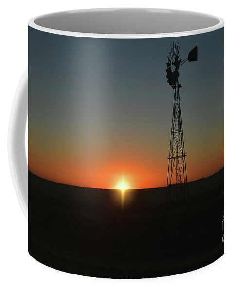 Windmill Coffee Mug featuring the photograph Prairie Sunrise by Diana Mary Sharpton
