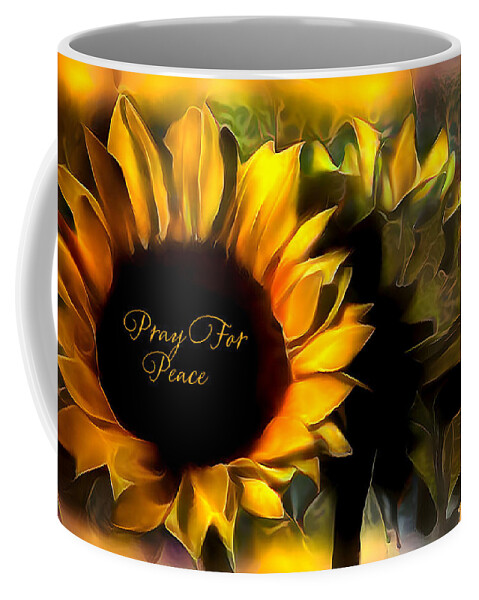 Sunflower Coffee Mug featuring the photograph Pray For Peace by Debra Kewley