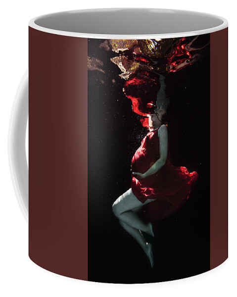 Underwater Coffee Mug featuring the photograph Pregnant in Red by Gemma Silvestre