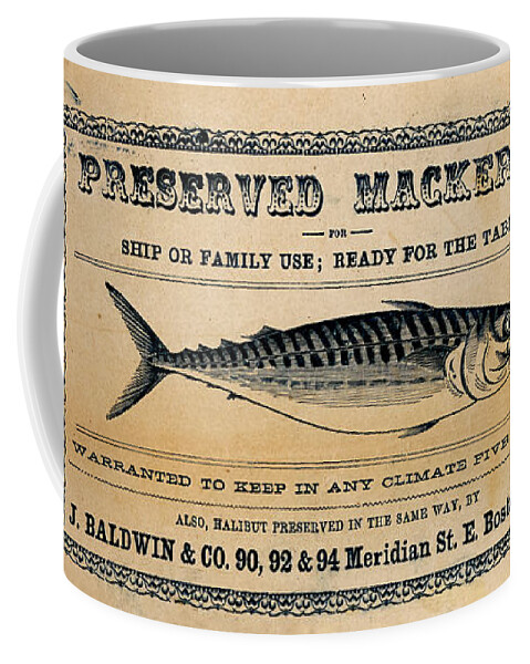 Preserved Mackeral Coffee Mug featuring the mixed media Preserved Mackerel by Richard Reeve