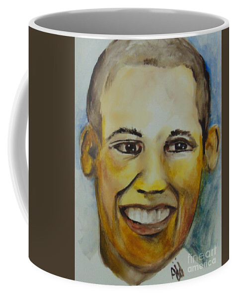 Politics Coffee Mug featuring the painting President Barack Obama by Saundra Johnson