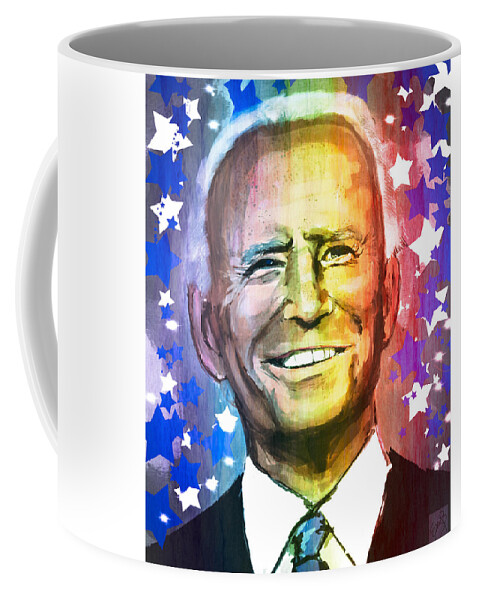 Biden Coffee Mug featuring the mixed media President Biden - Rainbow by Eileen Backman