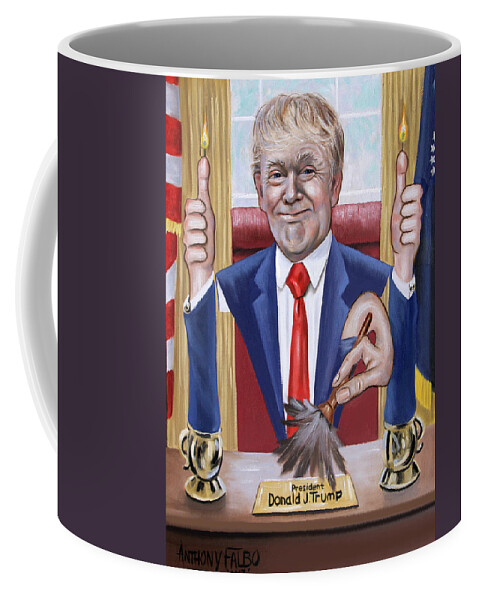 President Donald J Trump Coffee Mug featuring the painting President Donald J Trump, Not Politically Correct by Anthony Falbo
