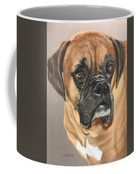 Boxer Coffee Mug featuring the pastel Presley by Marlene Little