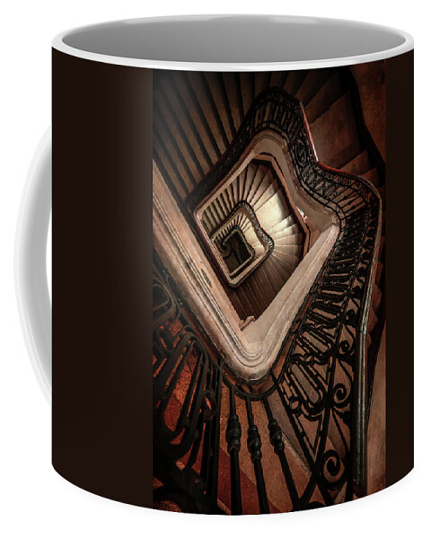 Architecture Coffee Mug featuring the photograph Pretty abandoned brown staircase by Jaroslaw Blaminsky